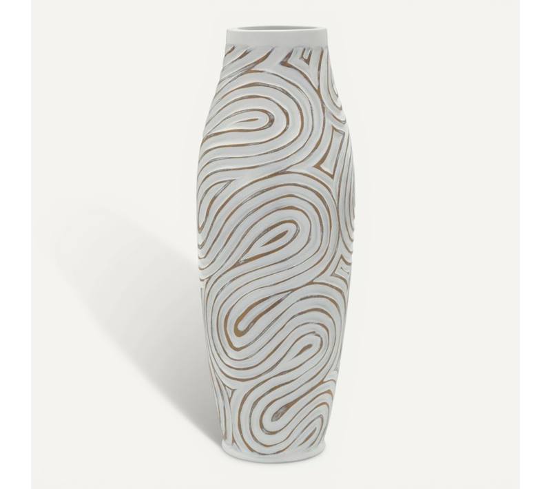 Vase Design En Résine "oblix" 50cm Blanc