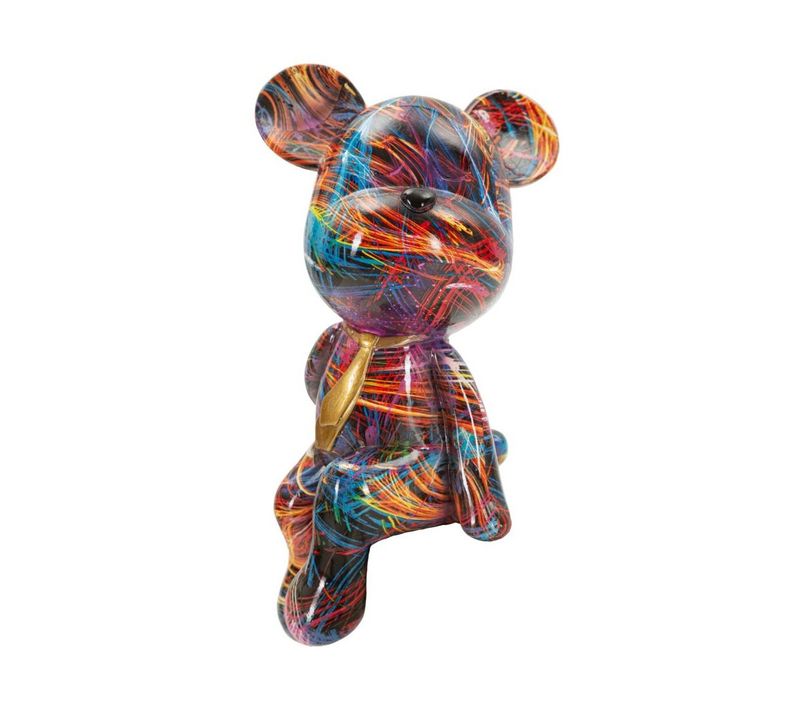 Ourson Cravate En Résine "psyco" 23cm Multicolore