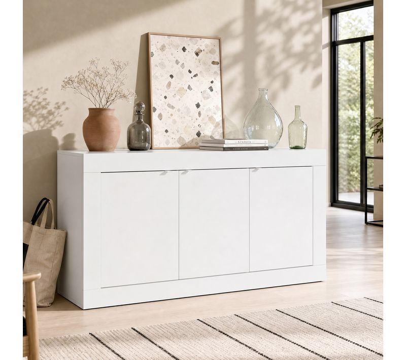 Buffet 3 portes L160cm BRIGHT blanc laqué