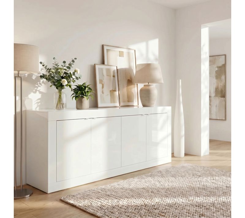 Buffet 4 portes L.207 BRIGHT blanc laqué