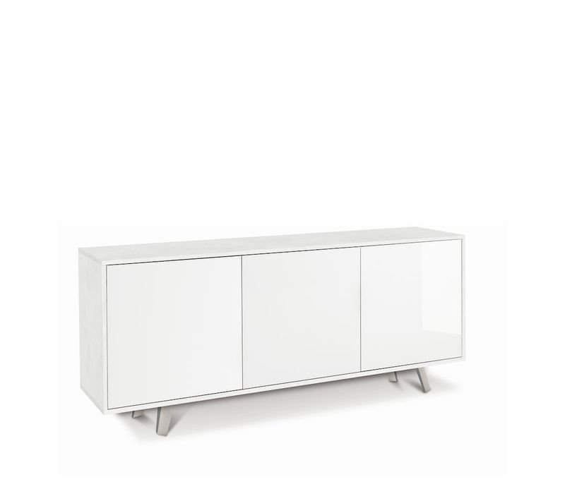 Buffet 3 Portes Kit - Gris Et Blanc Brillant