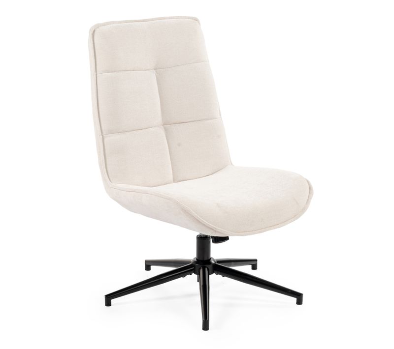 Fauteuil Salon Fonction D'inclinaison Pivotant Sur 360° Avec Dossier En Tissu Chenille Beige