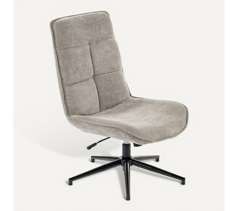 Fauteuil Salon Fonction D'inclinaison Pivotant Sur 360° Avec Dossier En Tissu Chenille Gris