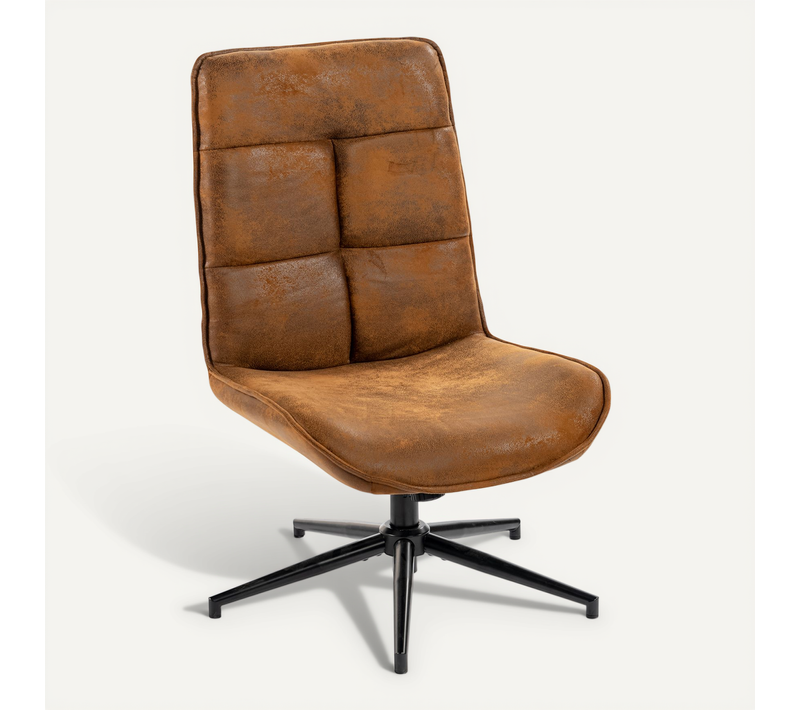 Fauteuil Salon Fonction D'inclinaison Pivotant Sur 360° Avec Dossier En Suédine Marron