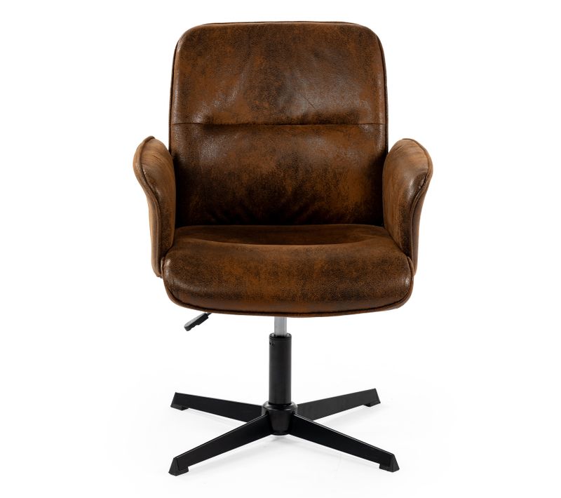 Fauteuil De Bureau Ergonomique Siège Pivotant Hauteur Réglable Avec Accoudoir En Suédine Marron