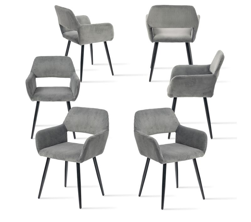 Lot De 6 Chaises De Salle à Manger En  En Métal Pour Cuisine Salon Chambre Bureau, Gris