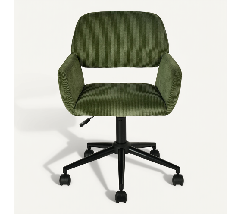 Chaise De Bureau Fauteuil Pivotant Hauteur Réglable En Velours Côtelé Vert
