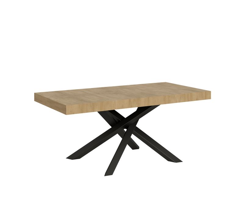 Table Extensible 90x180/284 Cm Volantis Chêne Nature Cadre Anthracite