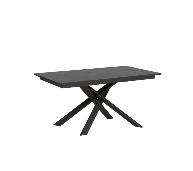 Table Extensible 90x160/220 Cm Ganty Anthracite Spatulé Bande De Chante Anthracite Cadre Anthracite