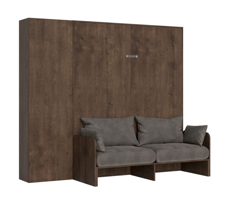 Armoire Lit Escamotable Vertical 160 Kentaro Sofa Avec Colonne Noyer