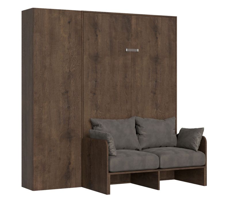 Armoire Lit Escamotable Vertical 120 Kentaro Sofa Avec Colonne Noyer