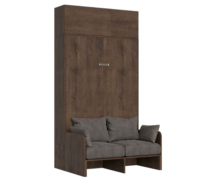 Armoire Lit Escamotable Vertical 120 Kentaro Sofa Avec Èlèment Haut Noyer