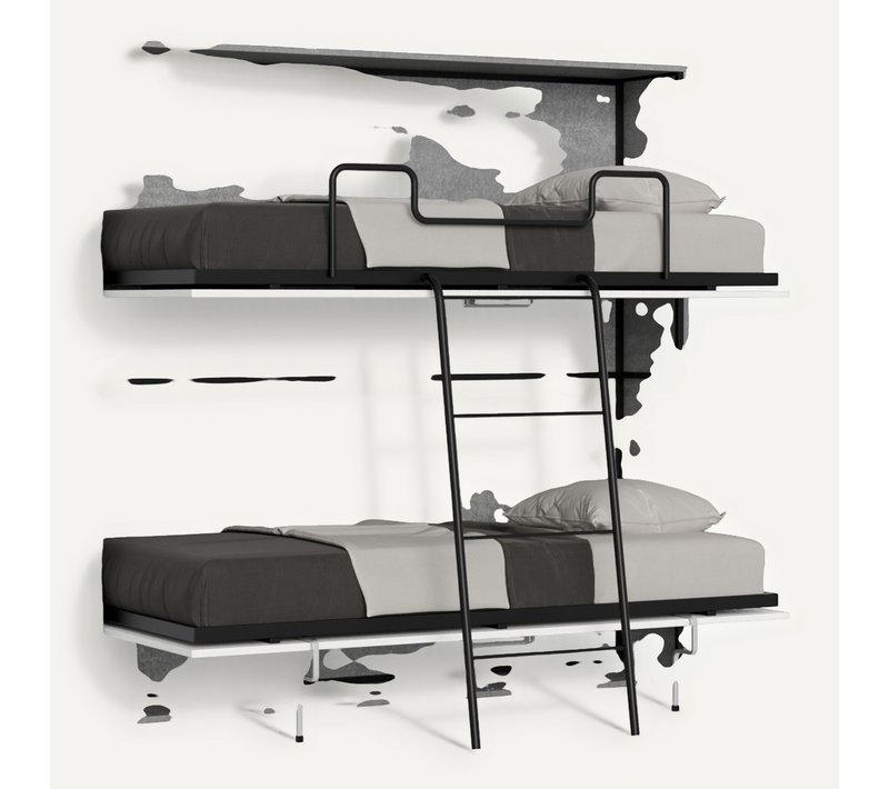Lit Escamotable Horizontal Superposé 2 Couchages 85 Kando Ciment