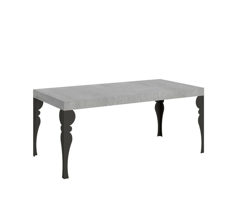 Table Extensible 90x200/460 Cm Paxon Gris Béton Cadre Anthracite