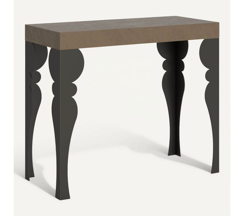Console Extensible 90x40/196 Cm Paxon Small Taupe Cadre Anthracite