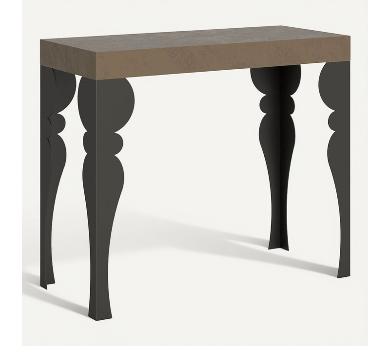 Console Extensible 90x40/300 Cm Paxon Taupe Cadre Anthracite