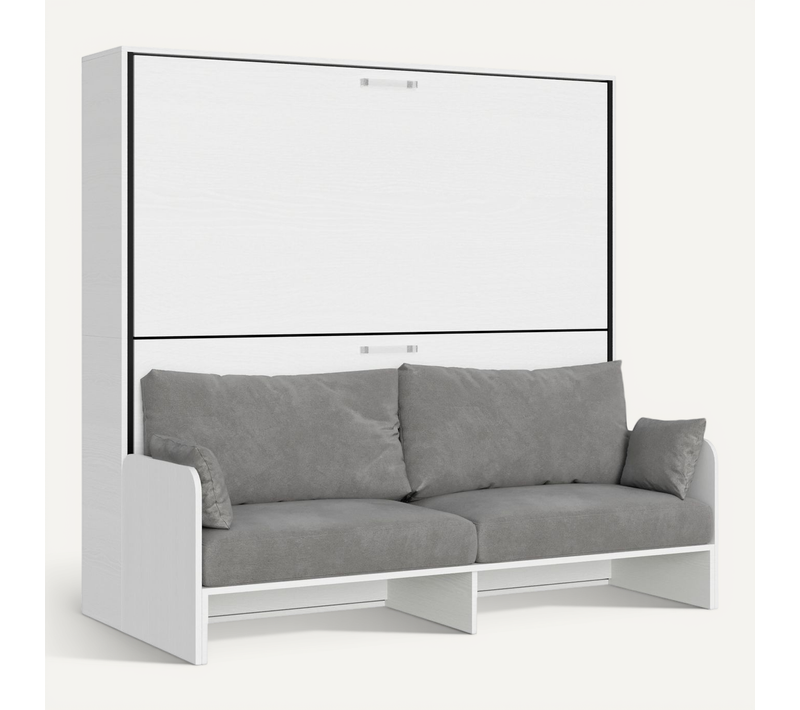 Lit Escamotable Horizontal Superposé 2 Couchages 85 Kando Sofà Avec Matelas Frêne Blanc - Alessia 20