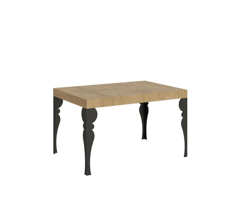 Table Extensible 80x140/224 Cm Paxon Chêne Nature Cadre Anthracite