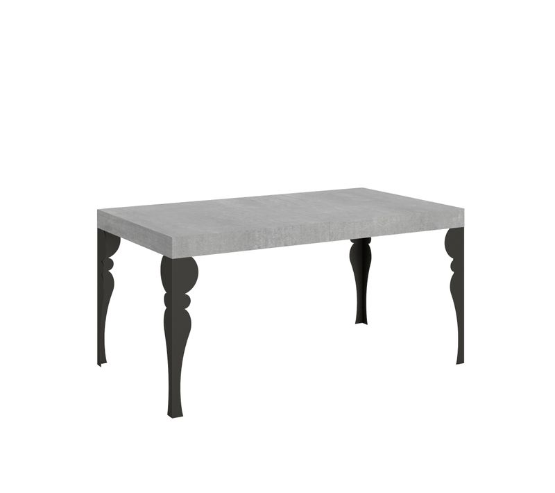 Table Extensible 80x160/244 Cm Paxon Gris Béton Cadre Anthracite