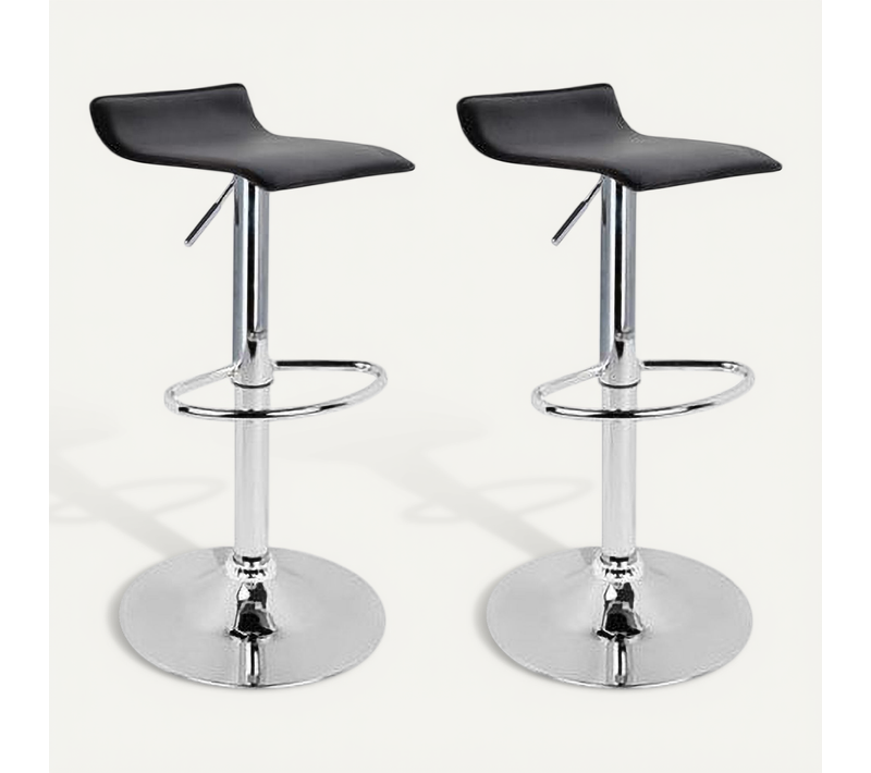 Graziano - Lot De 2 Tabourets De Bar En Aluminium - Noir