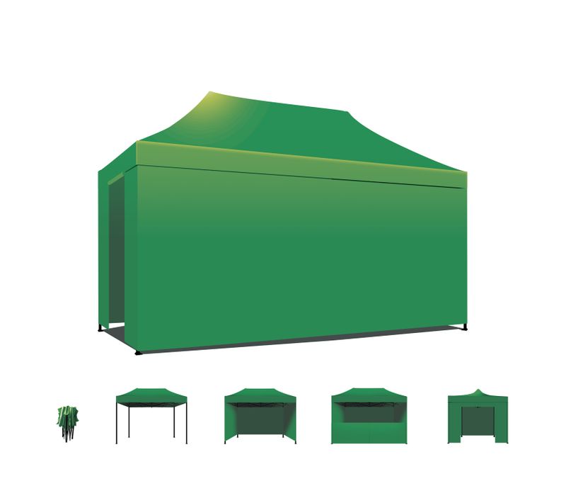 Taman 3x4,5 - Gazebo De Jardin Pliant Avec Toiles Latérales Et Moustiquaire