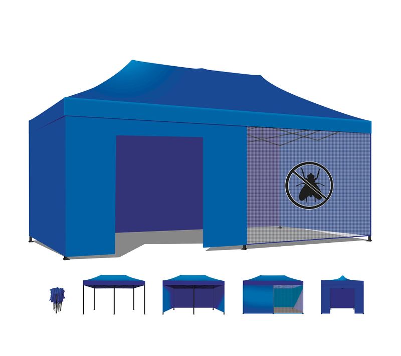 Taman 3x6 - Gazebo De Jardin Pliant Avec Toiles Latérales Et Moustiquaire