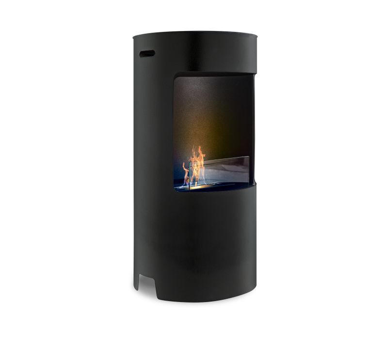 Giulio Cesare - Cheminée à Bioéthanol De Sol D.40x80 Cm Design D’intérieur En Acier Inoxydable Noir