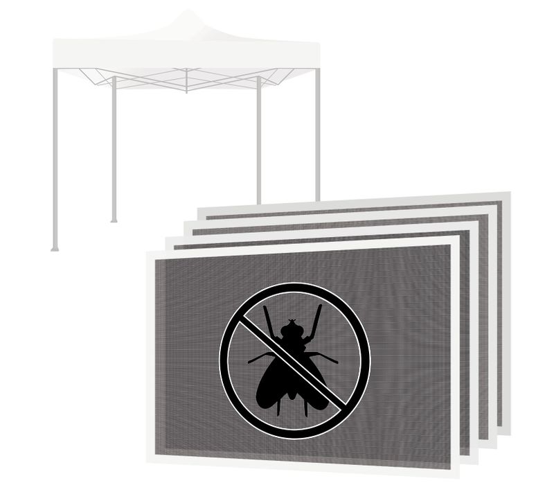 Jeu De 4 Moustiquaires Pour Gazebo De Jardin 3x3 - Avec Velcro