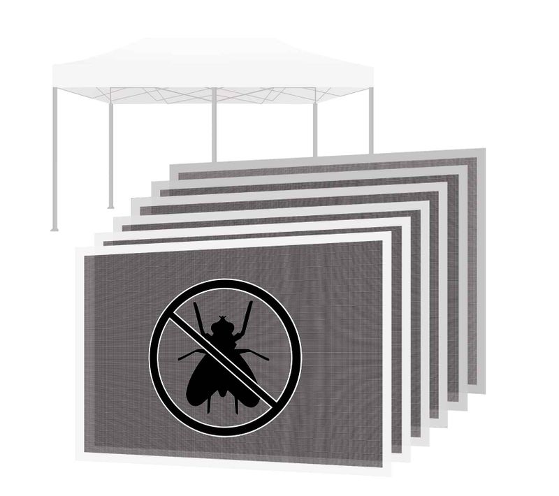 Jeu De 6 Moustiquaires Pour Gazebo De Jardin 3x6 - Avec Velcro
