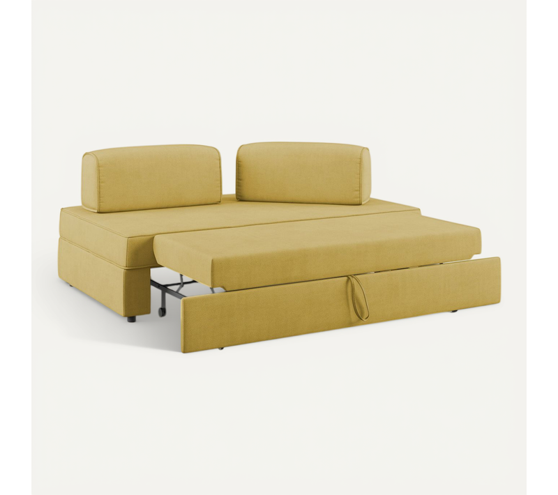 Liberty Canapé Sans Pouf Amovible Et Dossier Amovible En Tissu Imperméable T02 160 Cm Jaune