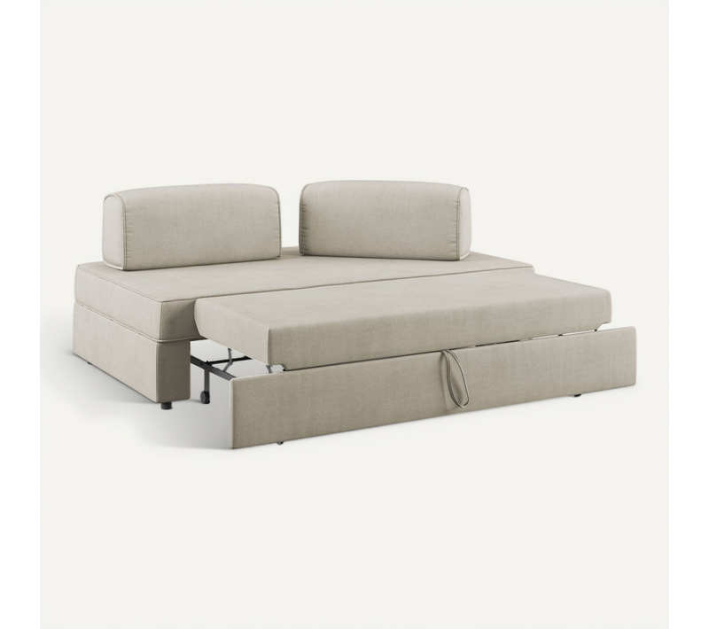 Liberty Canapé Sans Pouf Amovible Et Dossier Amovible En Tissu Imperméable T02 160 Cm Creme