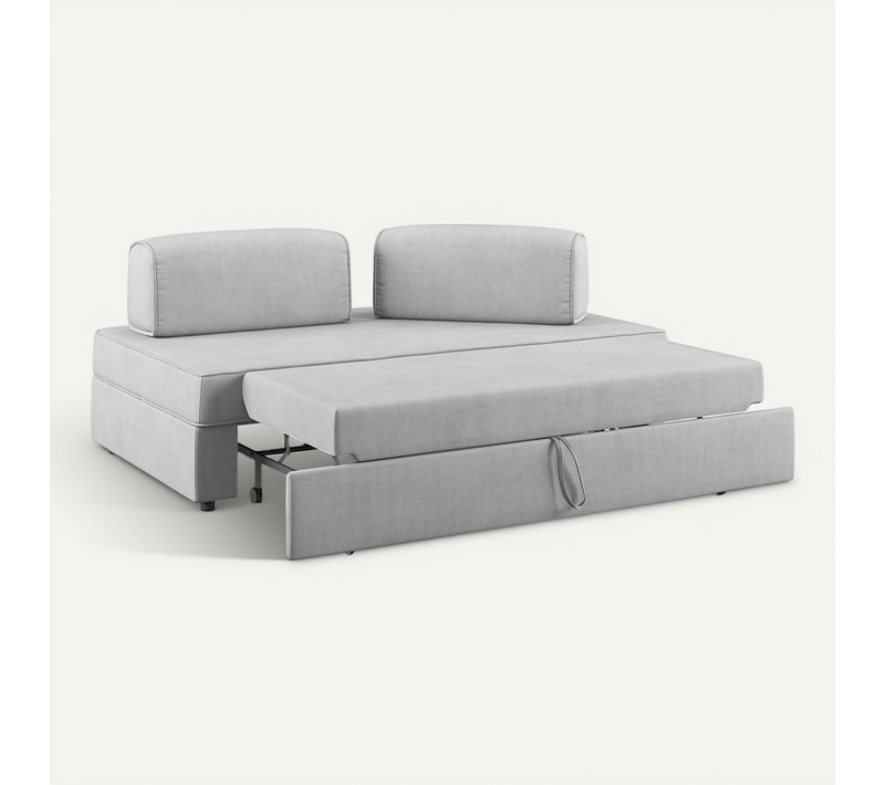 Liberty Canapé Sans Pouf Amovible Et Dossier Amovible En Tissu Imperméable T02 160 Cm Gris Clair