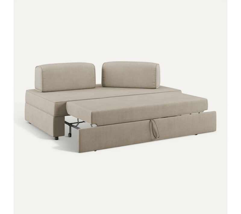 Liberty Canapé Avec Pouf Amovible Et Dossier Amovible En Tissu Imperméable T02 160 Cm Beige