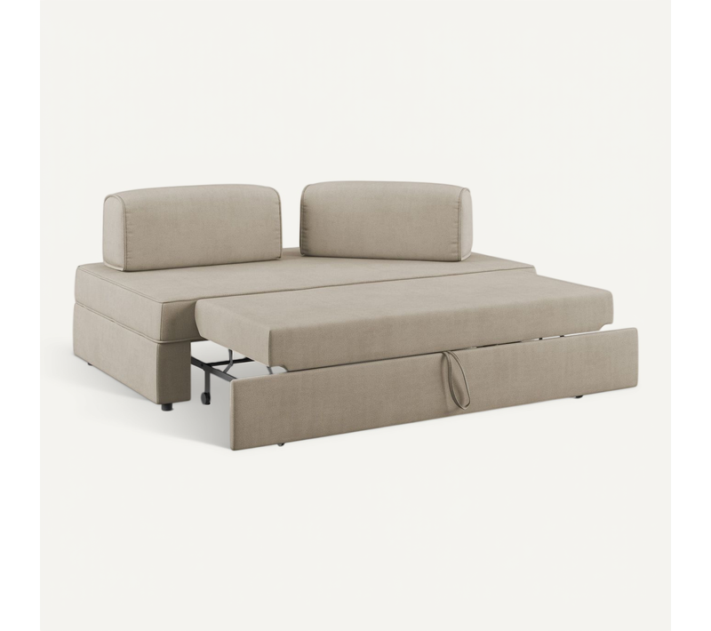 Liberty Canapé Sans Pouf Amovible Et Dossier Amovible En Tissu Imperméable T02 160 Cm Beige