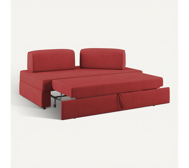 Liberty Canapé Sans Pouf Amovible Et Dossier Amovible En Tissu Imperméable T02 160 Cm Rouge