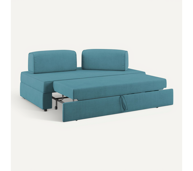Liberty Canapé Avec Pouf Amovible Et Dossier Amovible En Tissu Imperméable T02 160 Cm Bleu Ciel