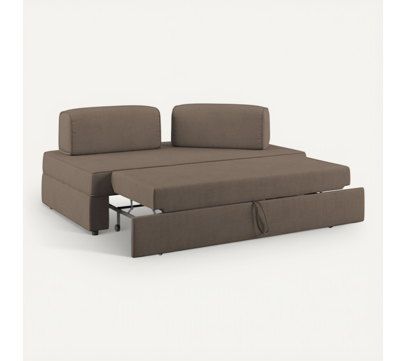 Liberty Canapé Avec Pouf Amovible Et Dossier Amovible En Tissu Imperméable T02 160 Cm Brun