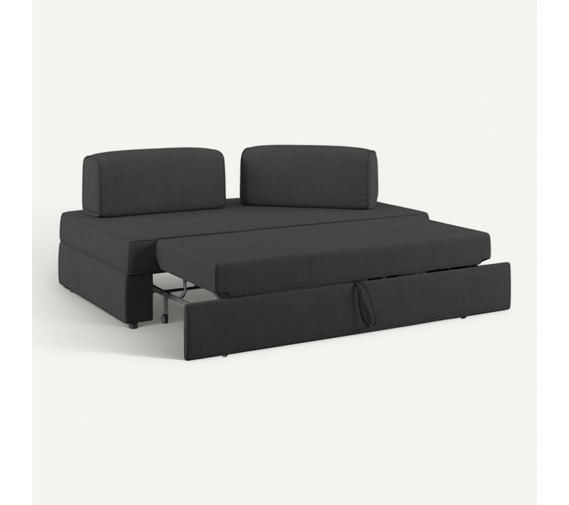 Liberty Canapé Sans Pouf Amovible Et Dossier Amovible En Tissu Imperméable T02 160 Cm Noir