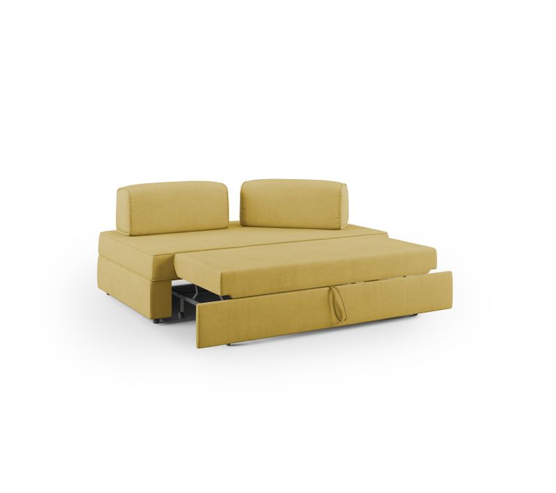 Liberty Canapé Sans Pouf Amovible Et Dossier Amovible En Tissu Imperméable T02 180 Cm Jaune
