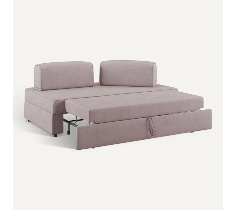 Liberty Canapé Avec Pouf Amovible Et Dossier Amovible En Tissu Imperméable T02 180 Cm Rose