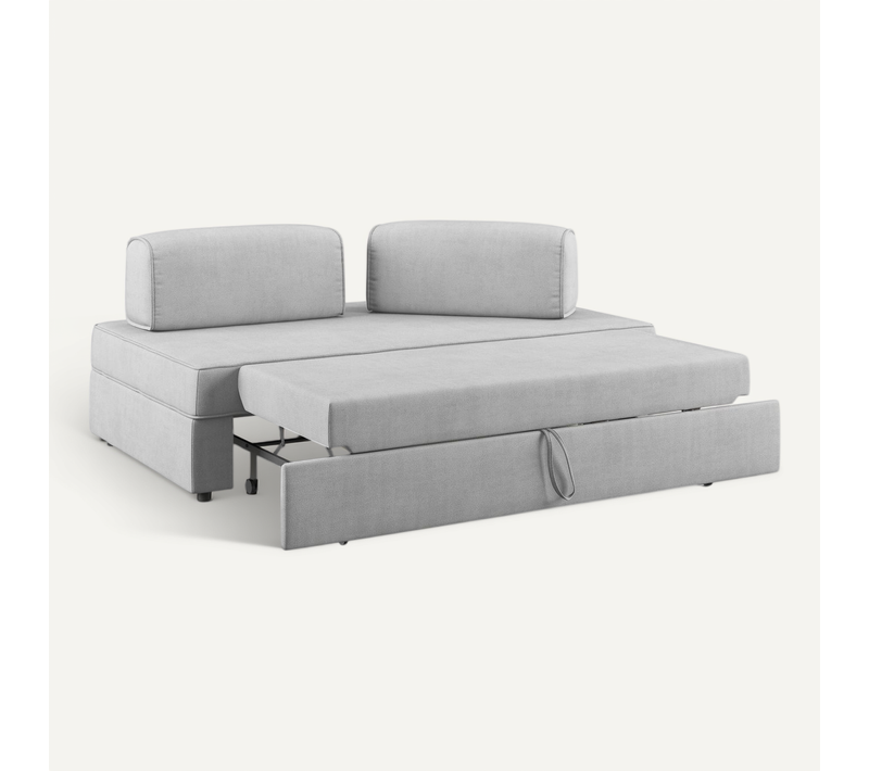 Liberty Canapé Avec Pouf Amovible Et Dossier Amovible En Tissu Imperméable T02 180 Cm Gris Clair