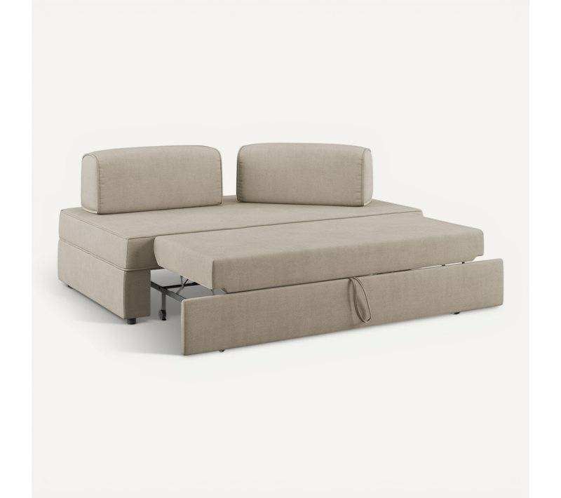 Liberty Canapé Sans Pouf Amovible Et Dossier Amovible En Tissu Imperméable T02 180 Cm Beige