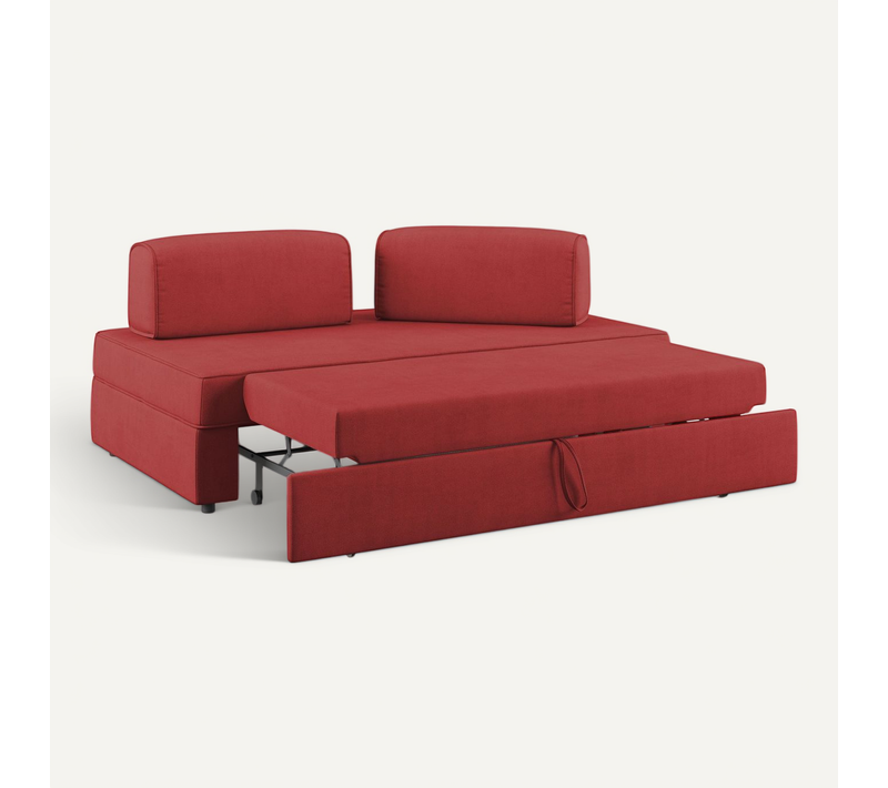 Liberty Canapé Sans Pouf Amovible Et Dossier Amovible En Tissu Imperméable T02 180 Cm Rouge