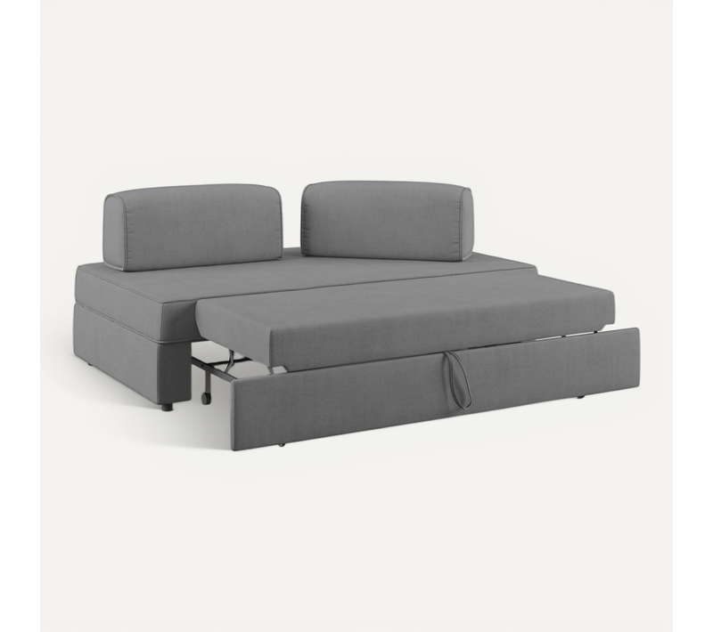 Liberty Canapé Sans Pouf Amovible Et Dossier Amovible En Tissu Imperméable T02 180 Cm Gris