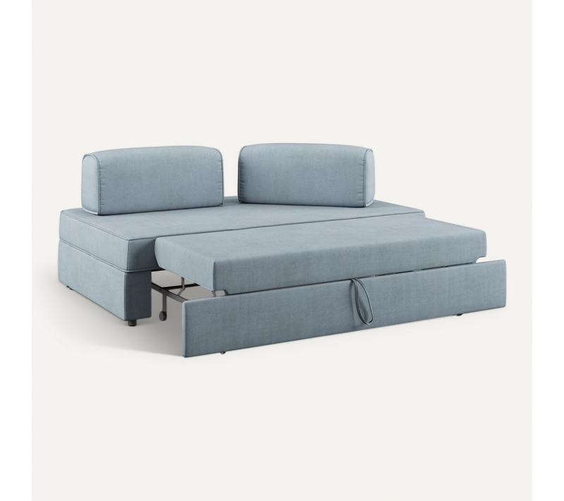 Liberty Canapé Sans Pouf Amovible Et Dossier Amovible En Tissu Imperméable T02 200 Cm Bleu Pastel