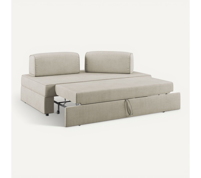 Liberty Canapé Avec Pouf Amovible Et Dossier Amovible En Tissu Imperméable T02 200 Cm Creme
