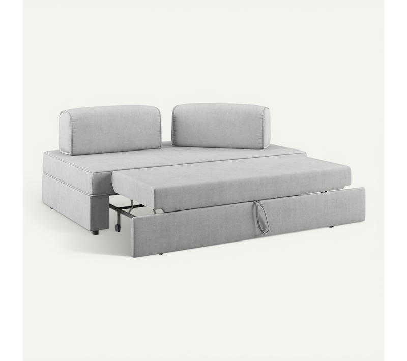 Liberty Canapé Sans Pouf Amovible Et Dossier Amovible En Tissu Imperméable T02 200 Cm Gris Clair
