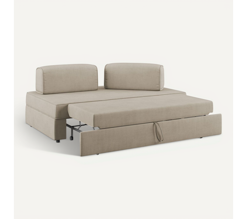 Liberty Canapé Avec Pouf Amovible Et Dossier Amovible En Tissu Imperméable T02 200 Cm Beige