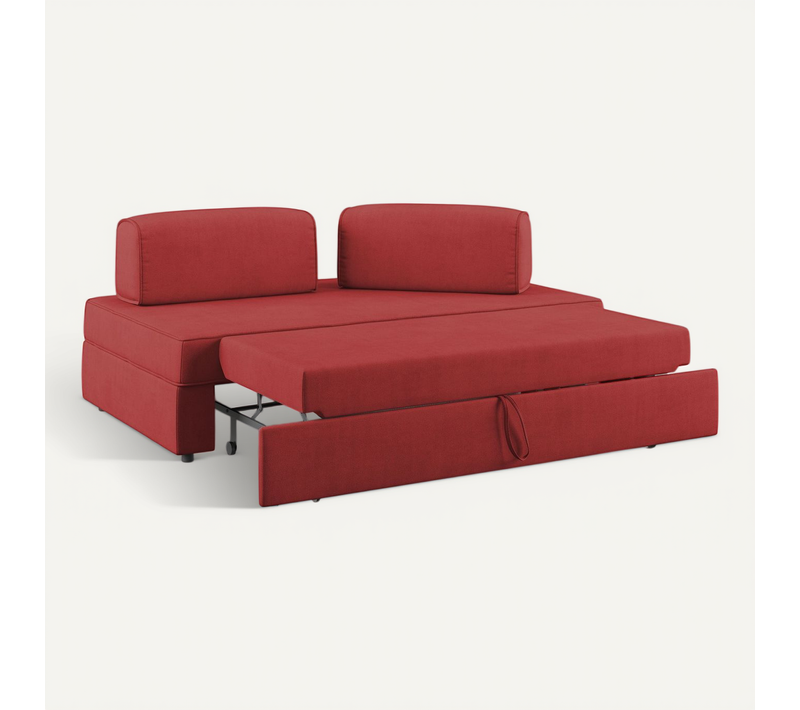 Liberty Canapé Sans Pouf Amovible Et Dossier Amovible En Tissu Imperméable T02 200 Cm Rouge
