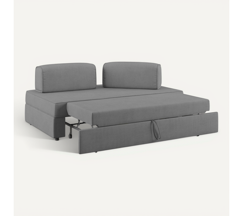 Liberty Canapé Avec Pouf Amovible Et Dossier Amovible En Tissu Imperméable T02 200 Cm Gris
